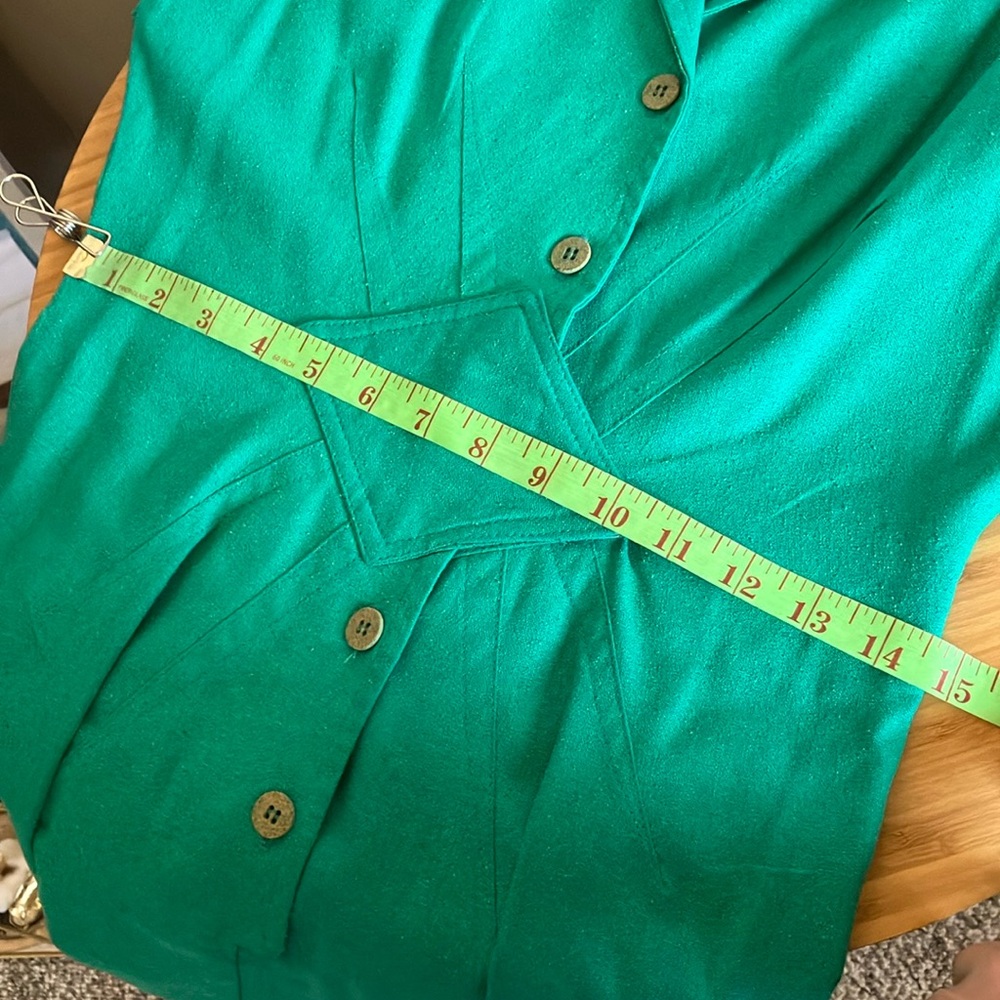 Vintage dress silk Amoretti Turquoise green Silk half sleeve retro 80s - Picture 13 of 15